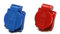 8 Stück/Einbausteckdose Schuko Steckdose 16A mit IP54 / + Flansch Dichtung (4x Blau / 4x Rot)