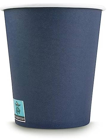 Wellsamed WELLSACUP 100 Stück Pappbecher 180 ml Dunkelblau, geeignet für Heiß- und Kaltgetränke, Coffee to Go, Business, Veranstaltungen, Party