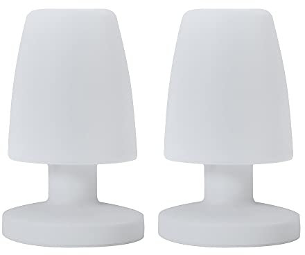 MiniSun | Contemporary Mushroom Table Lamps with an Integrated Rechargeable RGB Colour Changing LED | Table Lamps, Home Décor & Improvement Essential | Set of 2