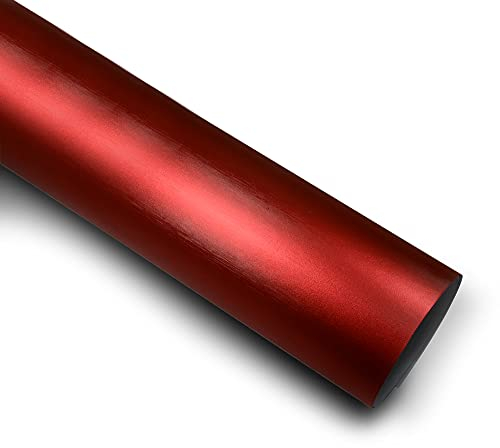 10,66€/m² Matt Chrom Metallic Gebürstet Auto Folie Blasenfrei mit Luftkanäle Car Wrapping (Rot, 1m x 152cm)