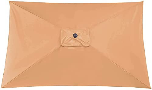 LGWG Housse De Rechange pour Parasol De 3 X 2 M - 6 Baleines - Toile De Rechange pour Parasol pour Jardin, Terrasse, Cour, Plage, Piscine, Marché (auvent Uniquement)-Khaki