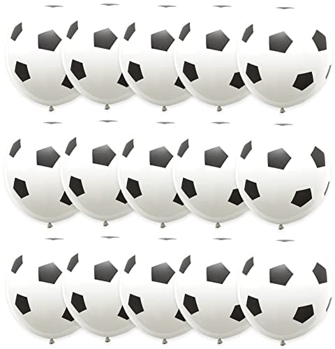 15 pcs Football Balloons,12 inch Black White Birthday Balloons for Sport Theme Party, World Cup Football Party Decorations