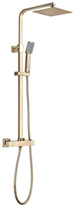 Keenware KBS-204 Midas Square Overhead Shower System: Brushed Brass