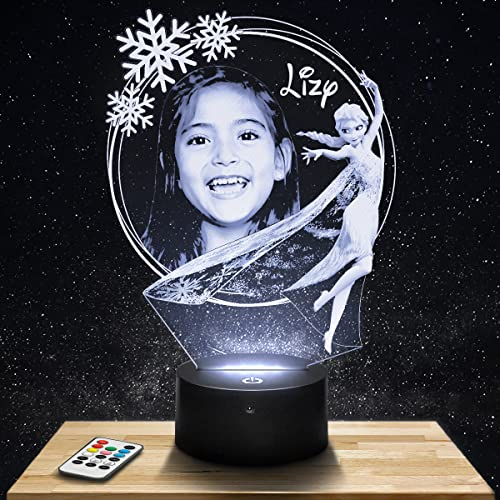 Lampephoto.fr Personalisierte Nachtlicht LED Die Eiskönigin Elsa für kinder mit foto. Geschenk mädchen Nachtlicht 7/16 farben touch dimmbar Kinderzimmer Deko Geschenke mädchen nachtlampe