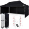 Economic Star Faltpavillon Wasserdicht mit 3 Seitenteile + 12x Partyzelt Heringe + Schutzhülse für Rennzelt, UV-Schutz 50+ Pop-Up Marktzelt (3x6, Schwarz)