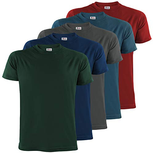 ALPIDEX T-Shirt Camisetas para Hombre un juego de 5 con cuello redondo - unicolor, Tamaño:5XL, Color:Earth