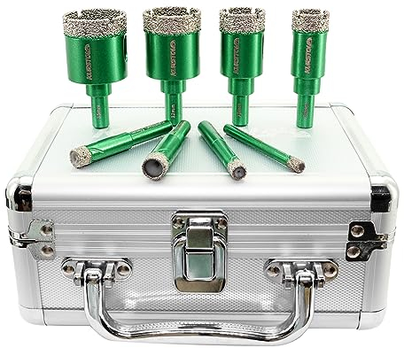 KURSTOL Diamond Core Drill Bit Kit - 6/8/10/12/20/25/32/35mm Round Shank Tile Hole Saws for Dry Drilling Porcelain Ceramic Tile Granite Marble Stone