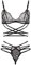 Satohom Damen Dessous Set Sexy Spitze BH und Slip Verstellbar Unterwäsche Transparente Lingerie Sets Stickerei Negligees für Frauen Reizwäsche Bra und Höschen Babydoll