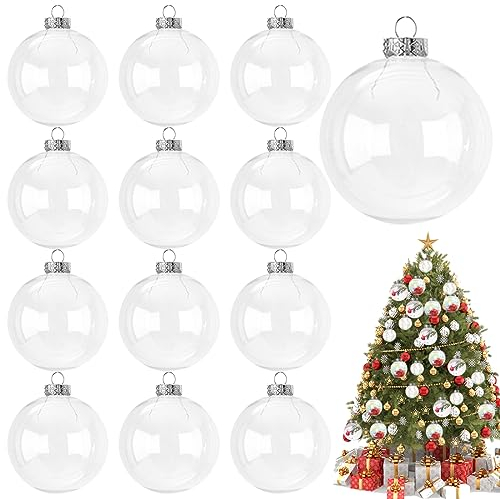 Durchsichtige Christbaumkugeln,Durchsichtige Christbaumkugeln,Klar Weihnachtskugeln,Befüllbare Weihnachtskugeln, Für Befüllen und Dekorieren Christbaumschmuck,12 pcs