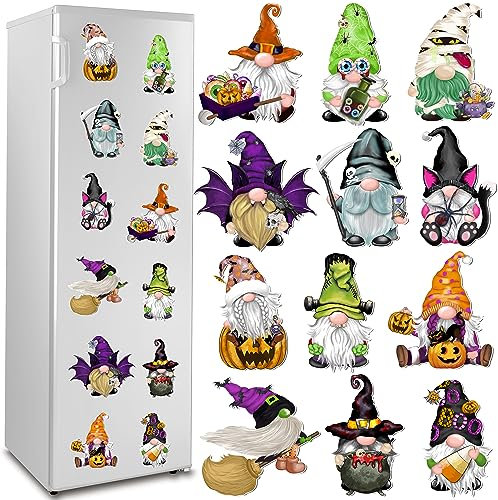 Halloween-Zwerg Kühlschrankmagnete, Dekoration, 12 Stück, magnetische Urlaubswichtel, Auto-Aufkleber, Kühlschrank-Garagentor-Aufkleber, wasserdicht, dekoratives Halloween-Zwergen-Magnet-Zubehör für