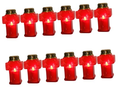 Housoutil 12 Stk Batteriebetriebene Kerze Led-nachtlampe Grabschmuck Für Den Friedhof Religiöse Kerze Gebetskerzenlicht Religiöses Kerzenlicht Beleuchtetes Kreuz Elektrisch Plastik Zubehör