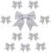 Topways 10PCS Christmas Bow Decorations, Silver Bows for Christmas Tree, Sequin Bow Ties, Xmas Decorative Bows Ornaments for Home Christmas Party 5.6in