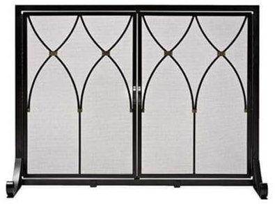 Protectora para Chimenea Living Room European Style Iron Floor Fireplace Screen Partition, Fireplace Door Fence, Fireproof Screen Hollow Salvachispas