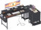 ODK Schreibtisch L Form mit Schubladen, 160x80cm Eckschreibtisch Reversibler mit USB-Ladeanschluss und Steckdose, L förmiger Schreibtisch mit Monitorablage für Homeoffice, Schwarz