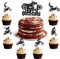 ALEGRE Motorrad Tortendeko Geburtstag,13 Stück Happy Birthday Cake Topper Schwarz,Motorrad Deko Kuchen,Glitzer Motorrad Tortenaufsatz,Motorrad Kuchen Topper für Männer Jungen Geburtstag