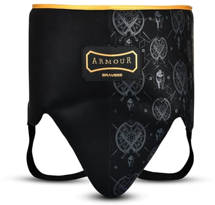 Bravose Boxing Groin Guard for Boxing, Sparring, Muay Thai, Kickboxing and MMA | Abdominal Protector for Karate, Taekwondo and Martial Arts Training | Adjustable Lightweight Support Gear for Men (M)