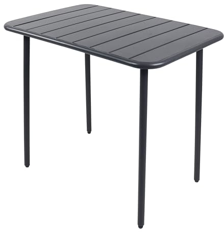 VCM Gartentisch | Maße ca. H. 72 x B. 80 x T. 55 cm | Gartentisch mit Stahlplatte | Gartenmöbel – Sumila 80x55 Schwarz