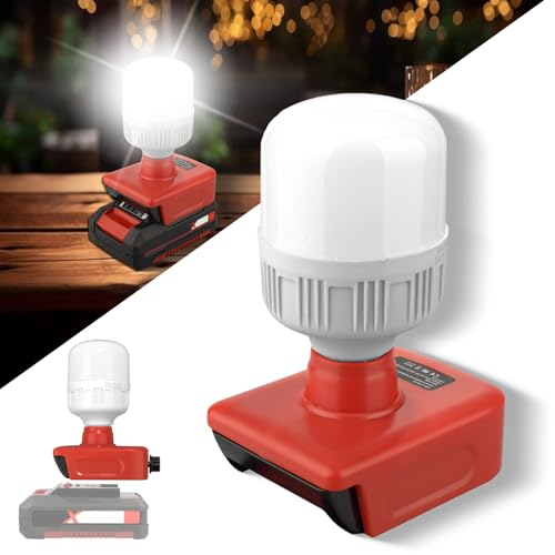 URUN Akku Lampe für Einhell 18V Akku,12W LED Baustrahler mit E27 Bulbs Einstellbares 150-1300LM,Arbeitsleuchte,Einstellbare Helligkeit Taschenlampe Baustellenlampe für Einhell 18V Akku