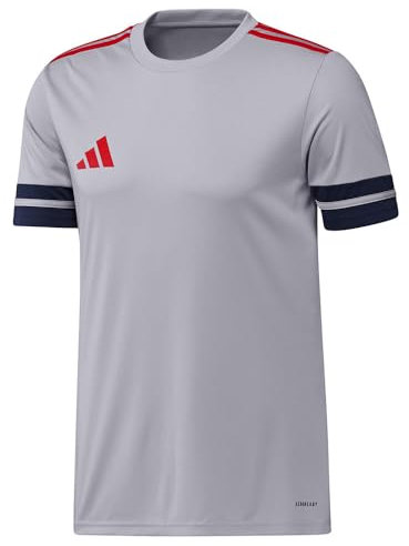 adidas Herren SQUADRA25 Jersey Short Sleeve, Glory Grey/Team Navy Blue 2/Pure Ruby, S