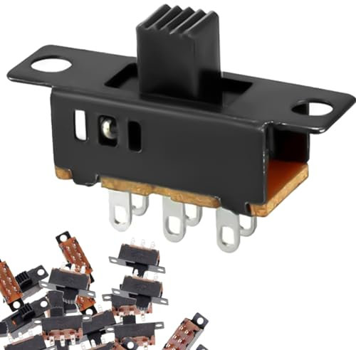DAOKAI Mini Micro Interruttore a scorrimento DPDT 6 mm Manopola alta 6 Pin 3 posizioni Interruttore a scorrimento per montaggio a pannello verticale DC 50V 0,5A Interruttore a levetta a scatto -100 PZ