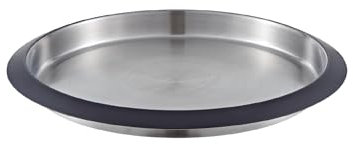 Buckingham Stainless Steel Round Tray Bar Camping BBQ & Baking Tray Black Border 35 cm