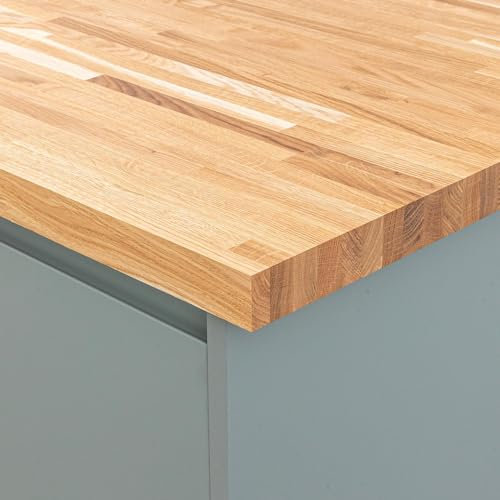 domli Solid Oak Kitchen Worktop | 2400mm x 620mm x 40mm | Premium Wood Worktops | Oak Wooden Timber Counter Tops | Cut to Size Customisation Available | Real Wood Block Stave Kitchen Countertops…