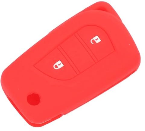 Autoschlüsselhülle mit 2 Tasten, Silikonhülle für Toyota Hilux Corolla Avensis Prado Fortuner für RAV4 CHR Shell Zubehör (Farbe: Rot)