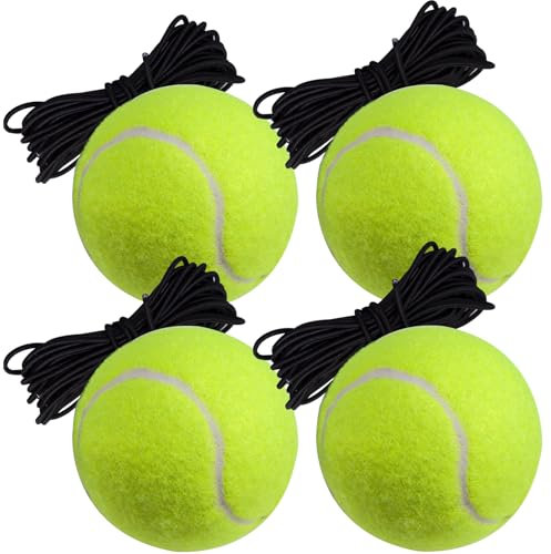 Orrdiffi Palla da Tennis con Corda Tennis Trainer,Palla Allenamento Tennis,con elastici per Allenamento Personale, Animali Domestici, Adulto Bambini Giocatore Principiante (4 Pezzi)