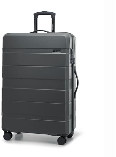 WITTCHEN COMODO Line Großer Koffer Trolley Reisekoffer mit Rollen Groß Hartgepäck aus ABS TSA Schloss Reisekoffer Check-In Gepäck Größe L Dunkelgrau