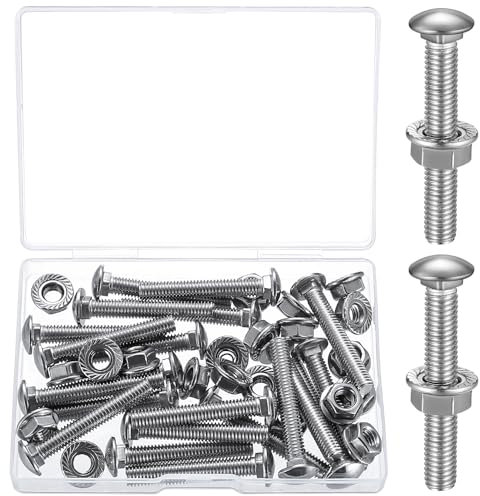 21 Pièces M6 Boulons de Carrosserie Carrés, M6x40mm Vis, Tête Ronde Collet Carré Avec Écrous et Rondelles, Tête Bombée à Col Carré