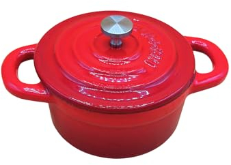 Mini cocotte en fonte émaillée rouge avec couvercle 17,5 x 12 x 9,5 cm Haute Température Four Pour Petits Plats