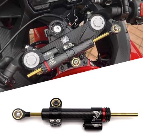 Ammortizzatore Sterzo Moto Universale, Ammortizzatori di Sterzo Stabilizzatore Alluminio CNC Moto, per Moto in lega di Alluminio (Fibre di Carbonio, 10)