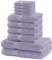 DecoKing 10er Set Baumwolle Qualität 525g/m² 4 Gästehandtücher 30x50 cm 4 Handtücher 50x100 cm und 2 Badetücher 70x140 cm lila saugfähig Marina