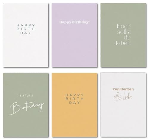 10er Set Geburtstagskarten minimalistisch - Glückwunschkarte | Happy Birthday Karte | Karten Geburtstag | Birthday Card | Geburtstagskarte für Männer & Frauen Set