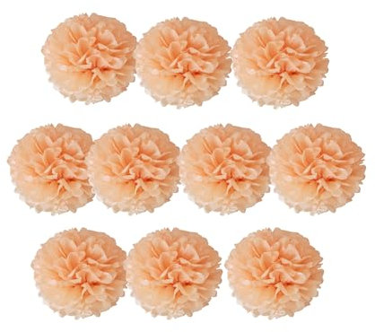 Seidenpapier-Pompons, Seidenpapier-Blumenbälle für Hochzeitsdekoration, Partyzubehör, Bastelpapier, Blumen-Pompons (Pfirsich, 10 Stück - 20 cm)