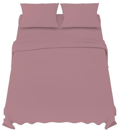 Dreamzie Parure de Lit 150x200 cm - 4 Pièces en Microfibre - Drap Housse 150x200 cm - Drap Plat 2 Personnes 230x270 cm - 2 Taie Oreiller 65x65 - Certifié Oeko Tex - Rose