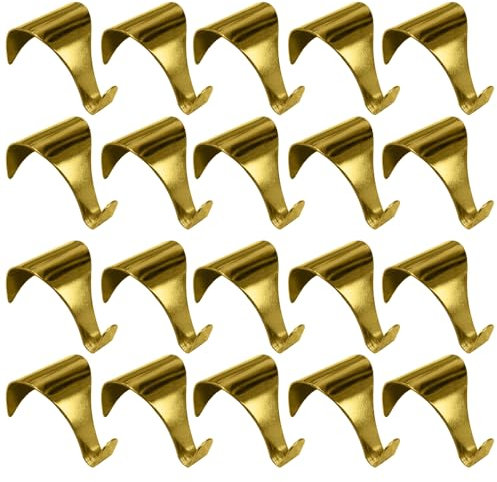 Concept4u 50 x Moulding Hooks Electro Brassed Plated Picture Rail Frames Hangers, Wall Clocks, Keychains, Protect Walls & Home Decor (Pack of 50)