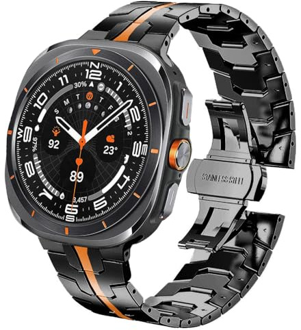 DEALELE Strap Compatible with Samsung Galaxy Watch Ultra 47mm (2025/2024), Thin Mechanical-style Iron Man Stainless Steel Metal Bands for Galaxy Watch Ultra 2 / Ultra 47mm Women Men