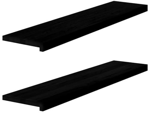 Homgoday Fensterbrett, 2 Stück, Massivholz, Eiche dunkelbraun, Abdeckung für Fensterbank, staubdicht, wasserdicht und leicht zu reinigen, 110 x 25 x 2 cm, Dunkelbraun