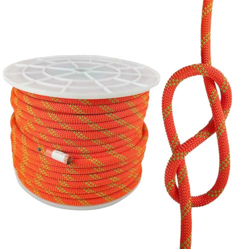 FUEMEILY UIAA Static Climbing Rope 11mm, 60M(200FT) Nylon Kernmantle Rappelling Rope for Survival Rescue Cord Rock Mountaineering Climbing Hauling