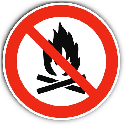 Feu de camp interdit - Panneau d'interdiction - Conforme à la norme DIN EN ISO 7010 / ASR A1.3