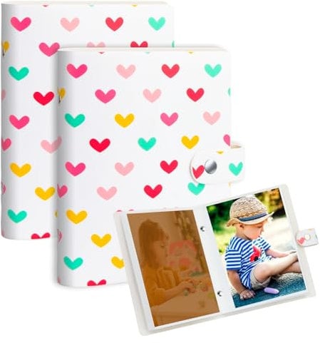 2 Pack kleines Fotalbum 10x15 cm, Lederbezug, Hochformat-Fotalbum, Mini-Fotobuch für 4x6 Bilder mit 52 Fächern, 6x4 Bildalbum für Familienfotos, Jubiläen, Babyfotos und Urlaubsaufnahmen (Weiß)
