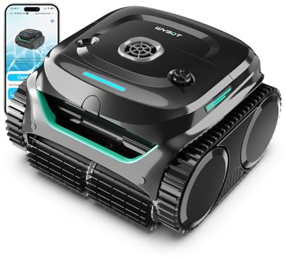 WYBOT C2 Robot Piscine Pareti e Fondo, Senza Fili per Piscine Interrate 150㎡, Doppia Filtrazione, 3 Motori, Aspirazione Potente, Pulizia Pareti & Linea d'Acqua, 180 Min, App(Verde Nero Scuro-Grigio)