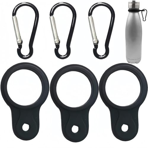 3pcs Silicone Water Bottle Buckle Clips,Metal Clips Water Bottle Carabiner,Cl/ip on Wa/ter Bo/ttle for Bag,Portable Wa/ter Bo/ttle Holder C/lip,for Hiking Camping Travel Outdoor,Portable,Black