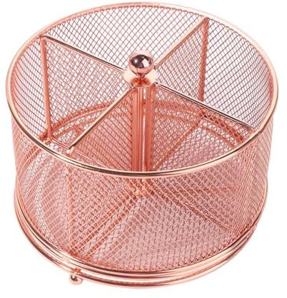 Mesh Desk Organiser, 360-Degree Rotating Multi-Functional Pen Holder,Desktop Stationary Organiser, for Home Office(Rose Gold)