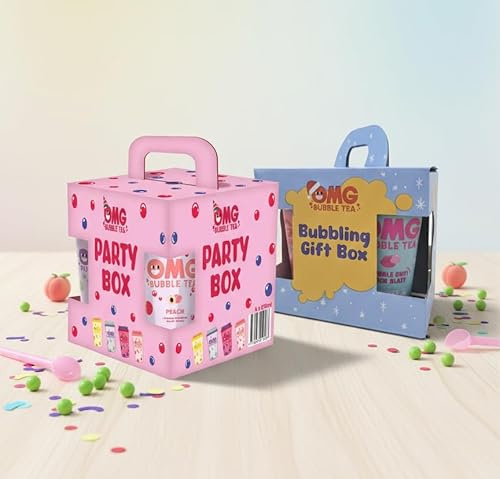 OMG Duo Pack Delight | Pink Party Pack & Limited Edition Blue Gift Set | 8 Ready-to-Drink Bubble Teas | Fruity Boba Bliss in Every Sip | For Bubble Tea Lovers & Parties Double the fun