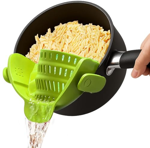 Schnappsieb aus Silikon, Silikonsieb Küchensieb, Nudelsieb Aufsatz zum Aufstecken für Topf, Pfanne & Schüssel, Universalgroßer Lebensmittelsieb Abtropfsieb Küchensieb für Nudeln, Gemüse und Obst