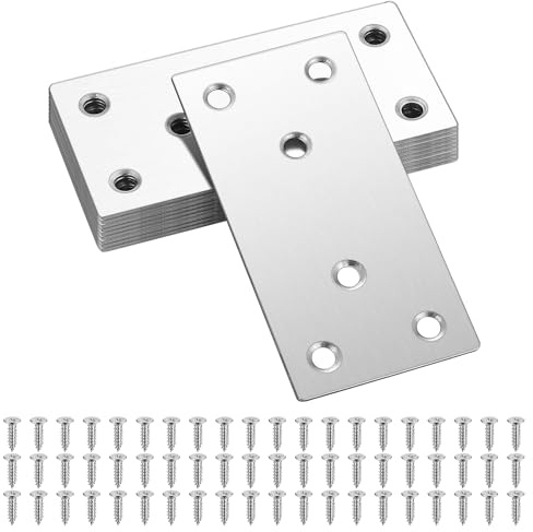 10pcs Chapas Metalicas Chapa Perforada Acero Inox, Pletinas Metalicas, Soportes Planos, Placa Union Conector Plano, Placas de Unión Planas, Soportes de Placas Perforadas de Reparación(80 x 40mm)