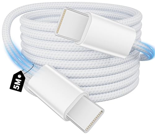 layajia 240W USB C auf USB C Ladekabel 5M, PD 3.1 Schnellladekabel USB-C auf USB-C Nylon Geflochten, Typ-C Kabel Kompatibel mit iPhone 17/16/15 Pro Max, MacBook Pro/Air, iPad, Galaxy S25, Switch 2
