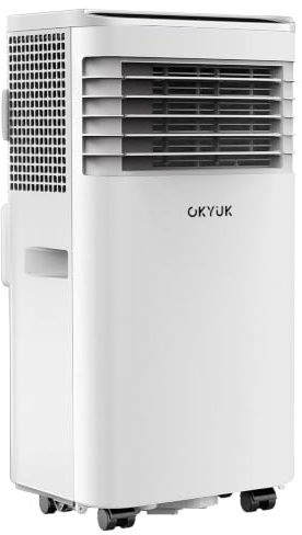 OKYUK Condizionatore portatile 7000 BTU con tubo di scarico | Apparecchio per aria condizionata portatile 4-in-1 | Funzionamento silenzioso | Telecomando | Kit di installazione per finestra |
